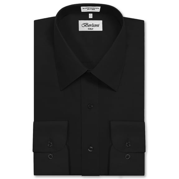 Berlioni Italy Men's Long Sleeve Solid Premium Dress Shirt