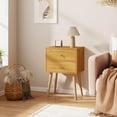 thumbnail image 4 of Costway Table de Nuit Moderne Mi-Siècle 2 Pcs avec 2 Tiroirs Pieds de Soutien en Bois Massif, 4 of 7