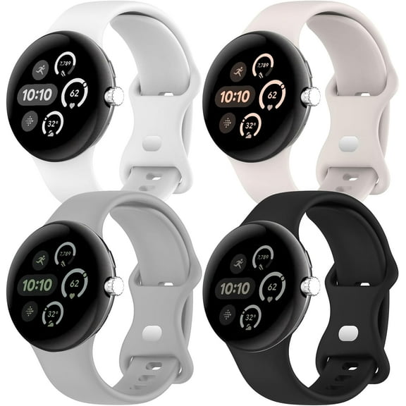 MYKOMI 4 Pack Active Band for Google Pixel Watch 3 45mm Band for Men/Women,Waterproof Sport Silicone Replacement Wristband Strap for Google Pixel Watch 3 Band 45 mm