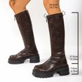 thumbnail image 4 of hzomhy Womens Mid Calf Boots Round Toe Front Zipper Mid Block Heel for Casual Daily and Fall Winter Wear, 4 of 9