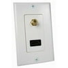Cables Unlimited White HDMI & Coaxial F Connector Wall Plate