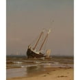 thumbnail image 2 of Alfred Thompson Bricher 15x17 Black Ornate Wood Framed Double Matted Museum Art Print Titled - Seascape, Beached Boat (Ashore on Salisbury Beach) (1872), 2 of 5