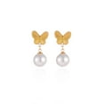 thumbnail image 5 of NICKSUN 18K Gold Plated Statement Stud Earrings for Women, Trendy Exquisite Butterfly Pearl Earrings Jewelry Gift, 5 of 5