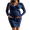 Navy Blue, variant on Sucegi Women's Ribbed Knit Maternity Wrap Nursing Dress, Long Sleeve V Neck Side Tie Maternity Dress for Fall Winter