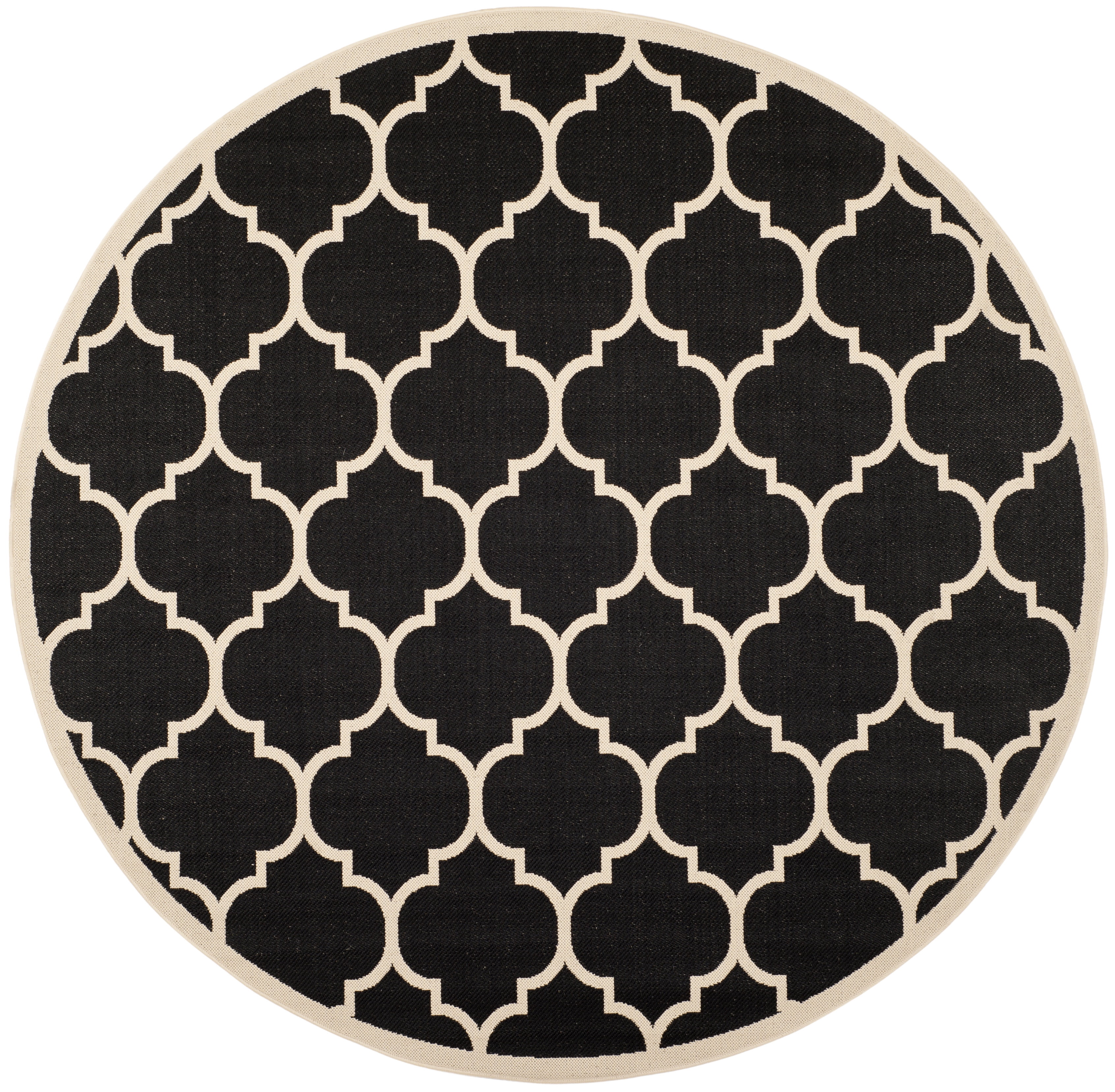 Safavieh Courtyard Alyssa Geometric Indoor/Outdoor Area Rug, Black/Beige, 6'7" x 6'7" Round