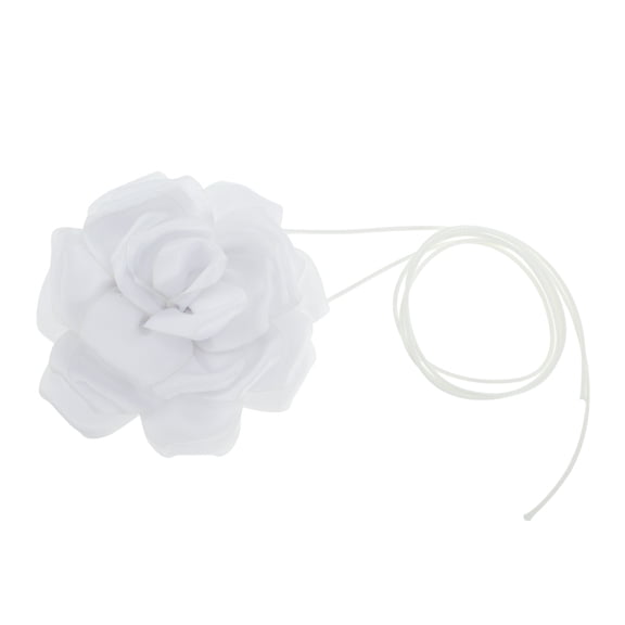 Unique Bargains Flower Adjustable Choker Necklace for Women White