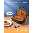 thumbnail image 2 of HOUSNAT 3 in 1 Sandwich Maker, Waffle Maker with Removable Plates, 1200W Panini Press with Interchangeable Non-Stick Plates, Indicator Lights, 5-gear Temperature Control, Silver/Black, 2 of 5