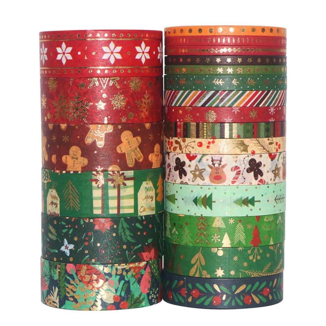Juego de 21 rollos de cinta washi navideña Ormromra dorada decorativa para manualidades