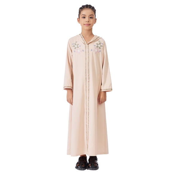 RUTAYY Children Girls Dress Embroidered Long Sleeve Ribbon Hooded Dress Comfortable with Floral Detailing Holiday Chic Dresses