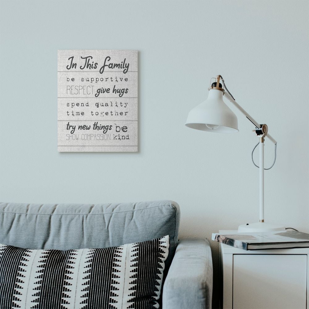 Stupell Industries Compassion Inspirational Word Family Textured Wood Design Canvas Wall Art by Daphne Polselli