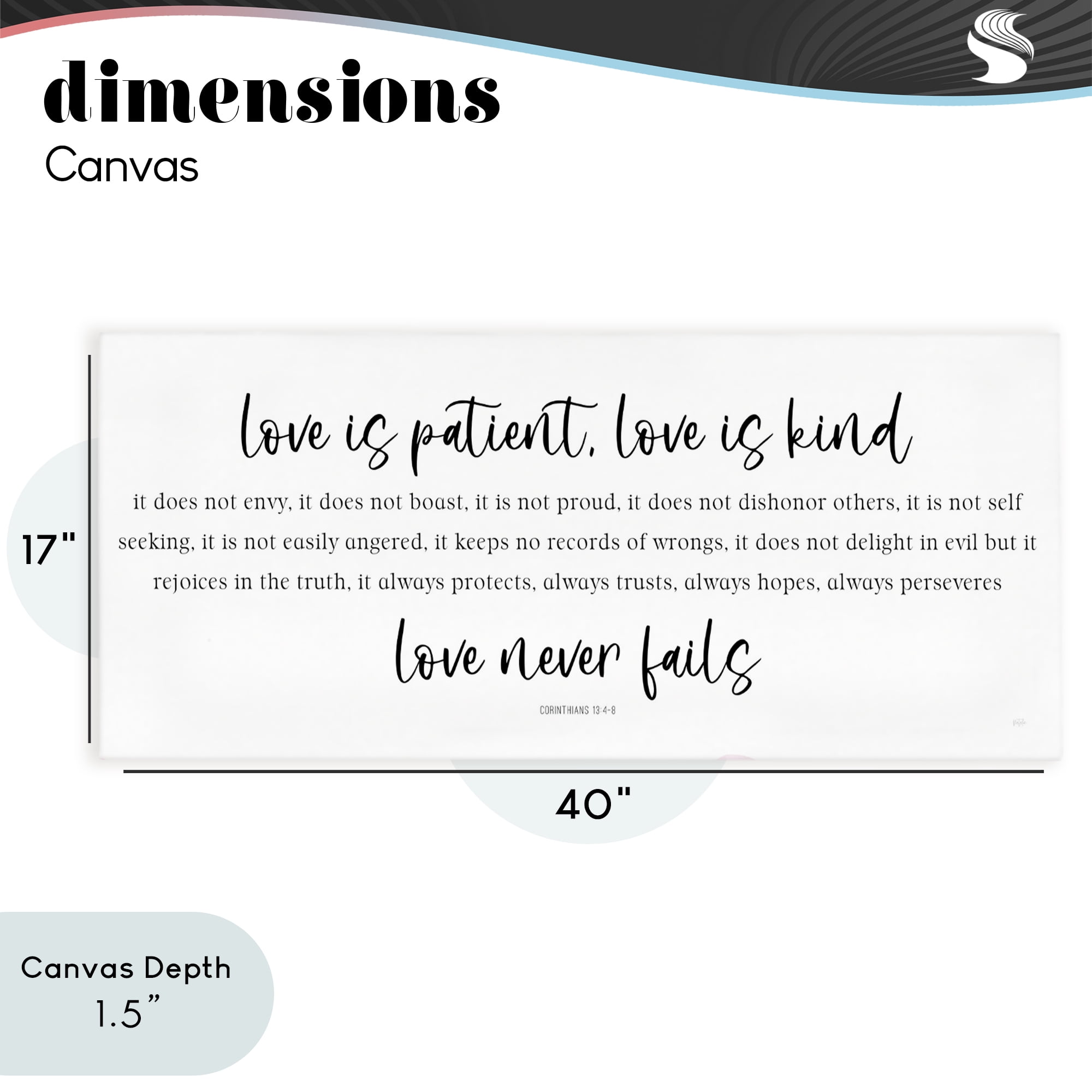 Stupell Industries Love Never Fails Proverb Canvas Wall Art, design by Natalie Carpentieri
