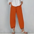 thumbnail image 2 of Timegard Plus Size Pants for Women Elastic Waist Solid Color Comfy Fall Casual Crop Pants with Pockets, 2 of 5