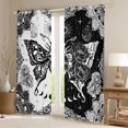 thumbnail image 2 of Homewish Gothic Skull Butterfly Blackout Curtains Set of 2 (52x84 Each),Boho Bohemain Print Window Curtains,White Black Gray Curtains and Drapes For Girls Teens,Luxury Bedroom Decor, 2 of 6