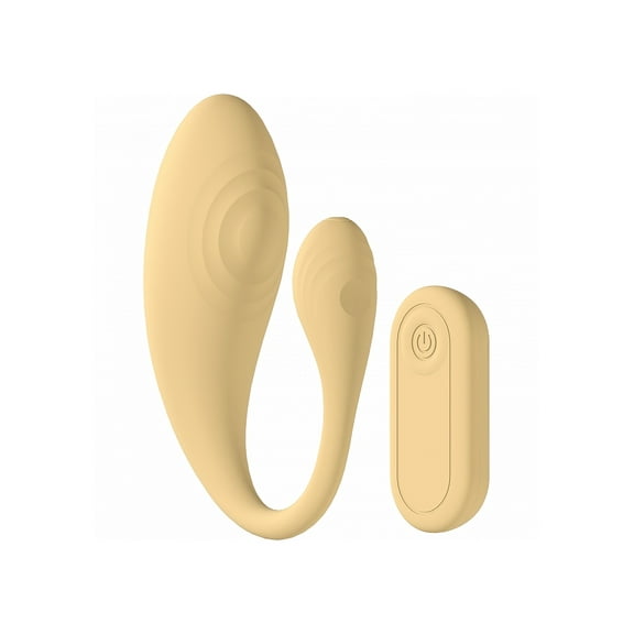 LoveLine Wave C-shape Vibe Waterproof Dual Ended G-Spot Vibrator with Remote Control, Yellow