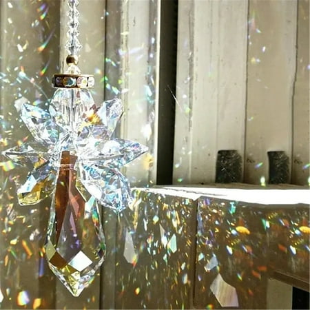 

Home Decor Modern Rainbow Crystal Angel Chakra Suncatcher Car Charm Pendant Room Decor Wall Bedroom Bathroom Kitchen