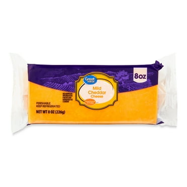 Great Value Mild Cheddar Cheese, 8 oz Block (Plastic Packaging)