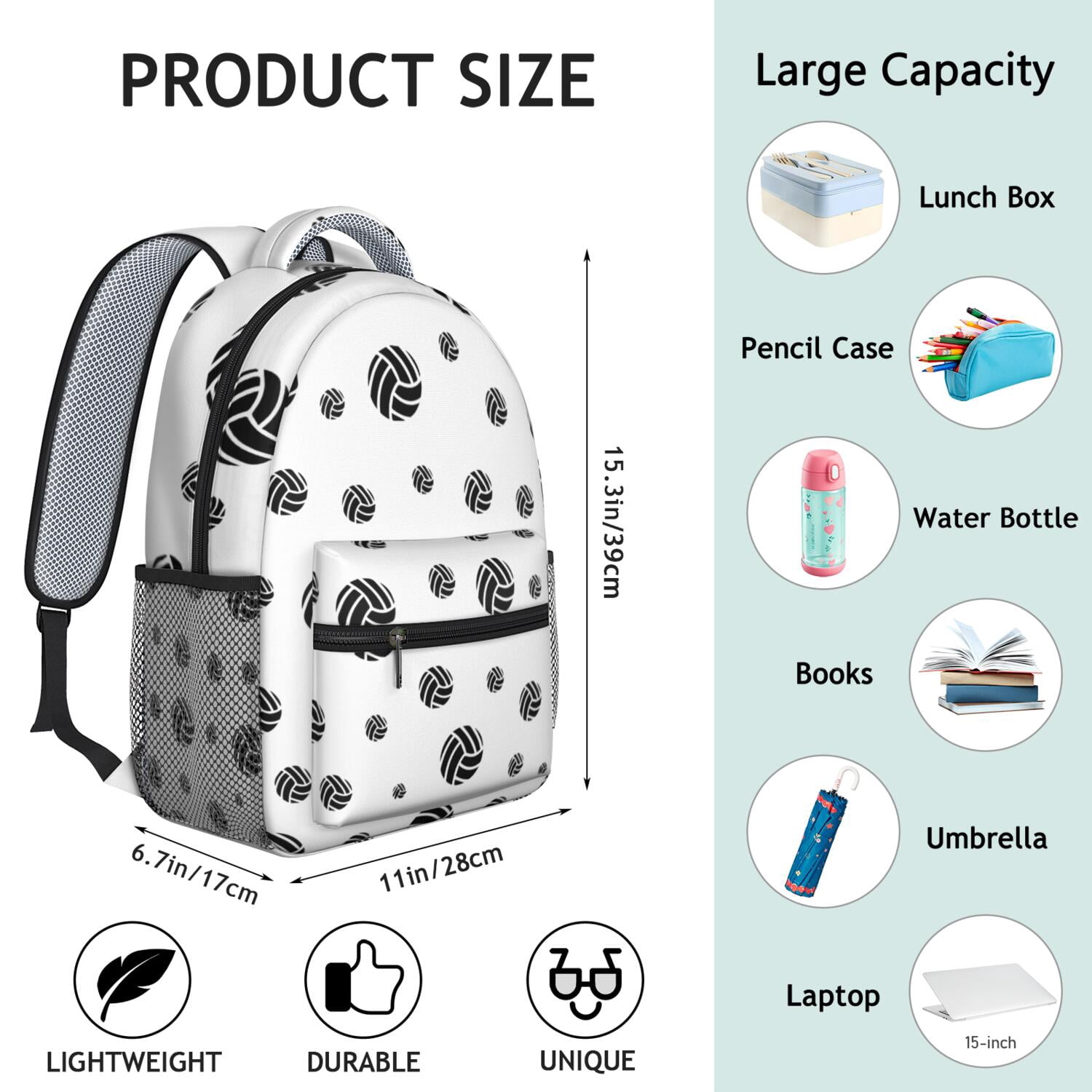 Sports Competition Print Backpack for Teens - Waterproof & Lightweight Student Backpack - Breathable Shoulder Straps for Baseball, Soccer, Football