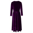 thumbnail image 6 of Daznico Women's Plus Size Velvet Evening Gown | Long Sleeve Dress with Pleated Detail for Formal Party,Size:XL, 6 of 6