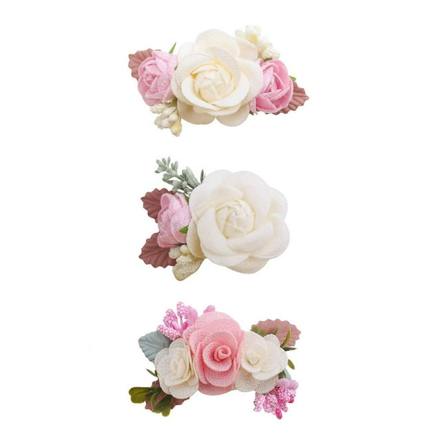 Hair Clips Cherrboll Set de 3 lazos florales para bebés y niñas