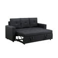 thumbnail image 3 of Benjara Ian 73 Inch Sleeper Sofa, Tufted Seats, Soft Black Linen, Solid Wood, 3 of 5