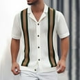 thumbnail image 2 of MIXUE Polo Shirts For Men Summer Striped Print Lapel Button Down Short Sleeve Casual Fashion Vacation Style Tee Shirts Activewear,White,L, 2 of 6