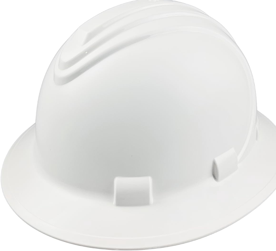BRITEGUARD White Industrial Safety Helmet, ANSI Approved  6-Point Ratchet Suspension  Approved OSHA Hard Hats for Construction and Industrial Applications
