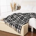 thumbnail image 4 of LALIFIT Decorative Faux Fiber Throw Blankets Soft Fluffy Classic black Plaid Fringe Throw Blanket with Tassels Cozy Lightweight for Home Couch Sofa Farmhouse Outdoor Decor 50" x 60" (Black & white), 4 of 5