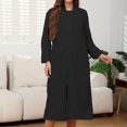 thumbnail image 6 of Long Hooded Zipper Bathrobe for Womens Flannel Robes Color: Black Size: M, 6 of 8