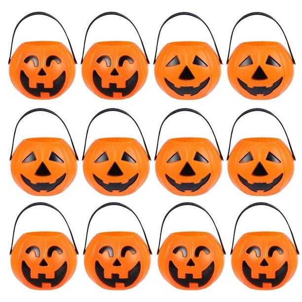 12pcs Plastic Pumpkin Candy Bucket Candy Container Party Favor