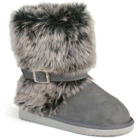 Brinley Co. - Girl's Buckle Accent Faux Fur Boots - Walmart.com