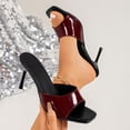 thumbnail image 2 of Womens Heeled Sandals Open Square Toe Heels Chunky Block Heel Slip On Sandals for Women Summer Dress Shoes for Weddings/Parties/Daily Wear Size 36-43 Wine, 2 of 9