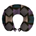 thumbnail image 1 of Abstract Travel Pillow Neck Rest, Art Deco Style Elements Eternite Swirls in Dark Tones Pattern, Memory Foam Traveling Accessory Airplane and Car, 12", Charcoal Grey Multicolor, by Ambesonne, 1 of 2
