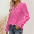 thumbnail image 5 of YMNXA Womens T Shirt Long Sleeve V Neck Solid Color Knit Lace Embroidered Elegant Fashion Top Shirt For Casual Daily Wear,Red,M, 5 of 5