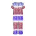 thumbnail image 3 of Besolor Womens 2 Piece Loungewear Sets Tie Dye Crewneck Short Sleeve Tops and Capris Pants Pajamas Sleepwear, 3 of 7