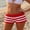 Red, variant on LMLYSoH Women’s Knit Shorts Summer Fashion Low Waist Stripes Print Mini Shorts Stretchy Shorts