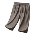 thumbnail image 4 of Wrtxtat Plus Size Capris for Men Lightweight Drawstring Waist Wide Leg Cropped Hiking Jogging Track Pants with Zipper Pockets Khaki#02 L, 4 of 9