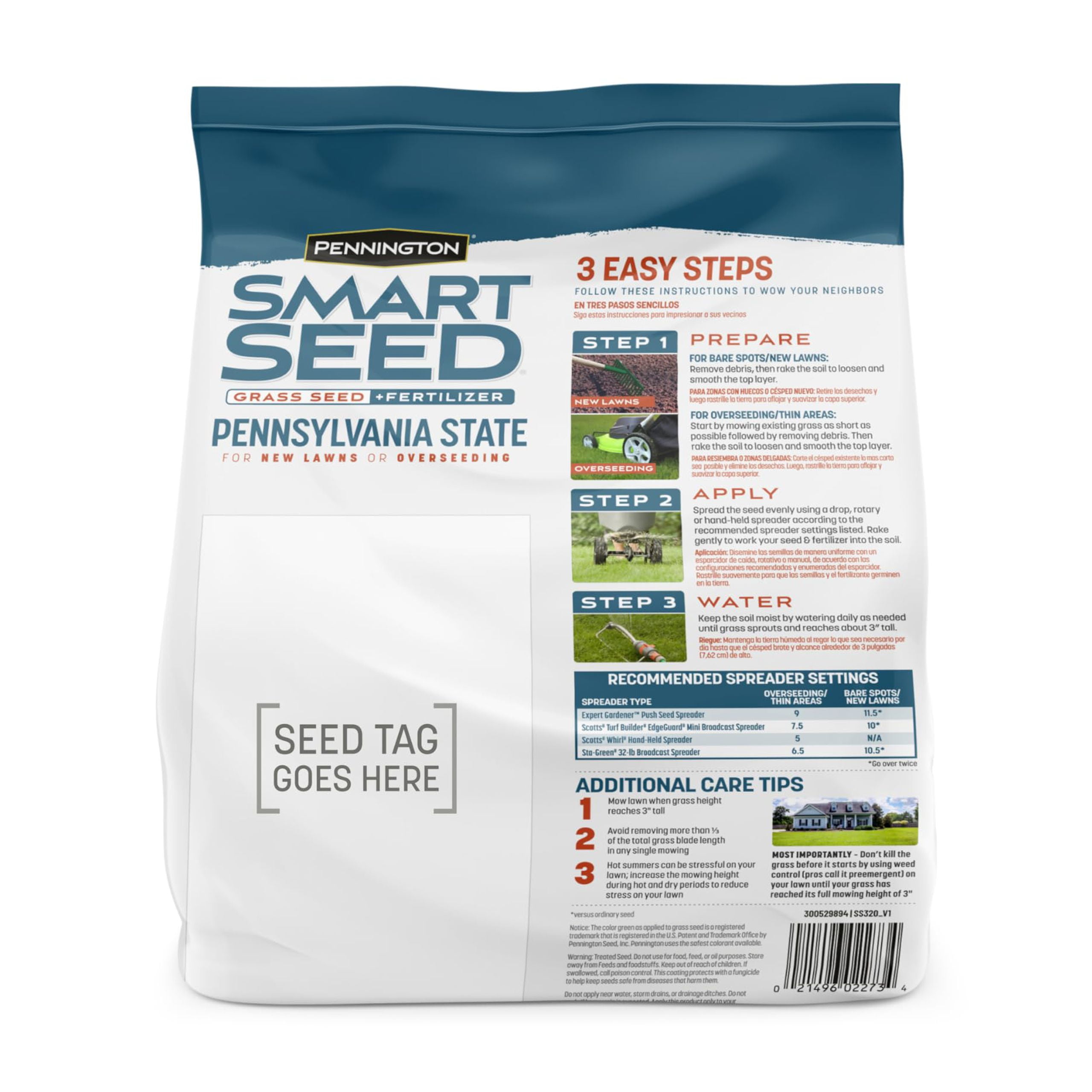 Pennington 100543714 Smart Seed MMF7 Pennsylvania State Grass Mix 3 Lb ...