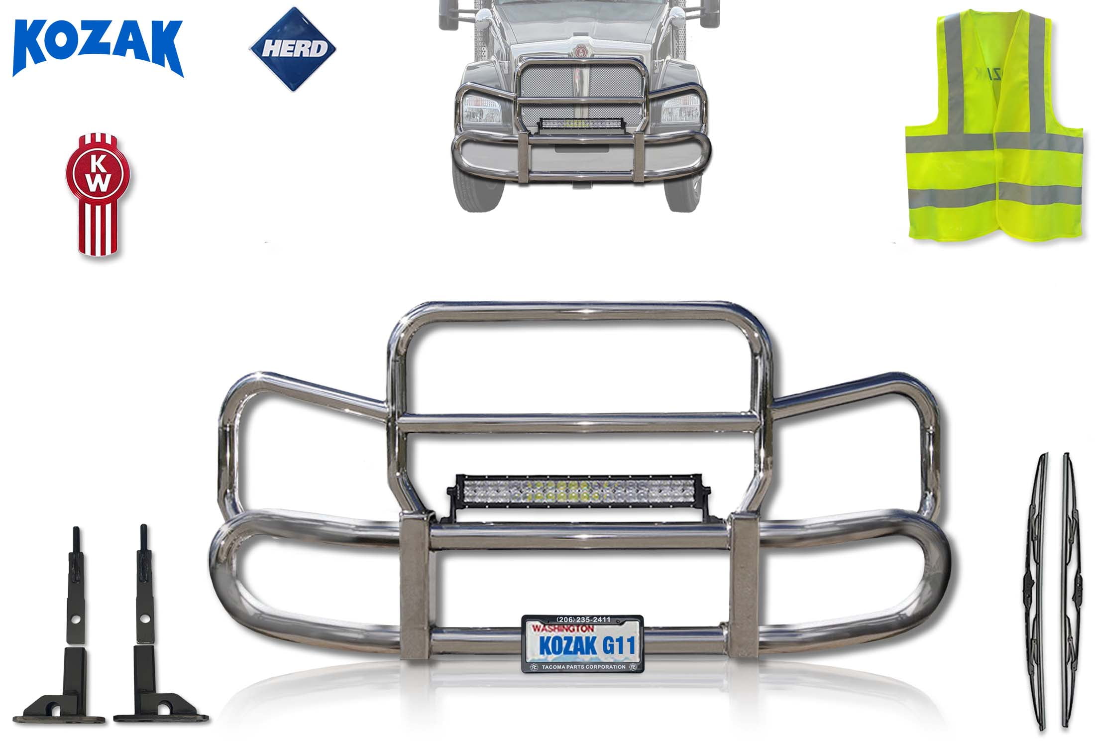 KOZAK Grille Deer Moose Brush Bumper Guard Herd 300 for Kenworth T880