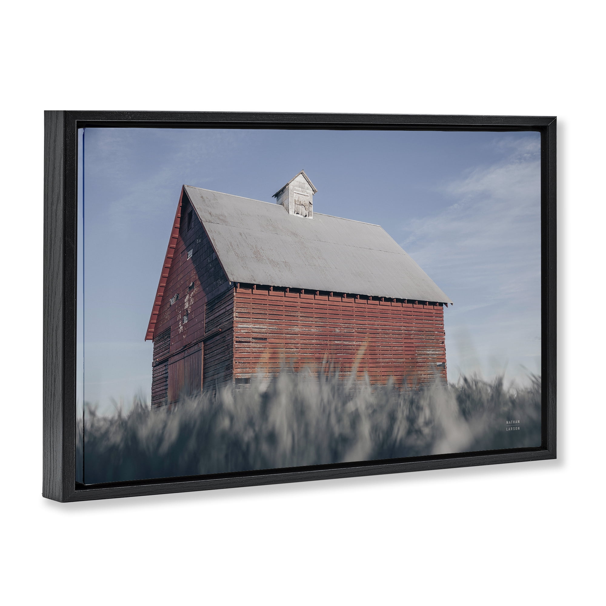 Stupell Industries End Of The Field Cottage Black Framed Floater Canvas Wall Art, design by Nathan Larson