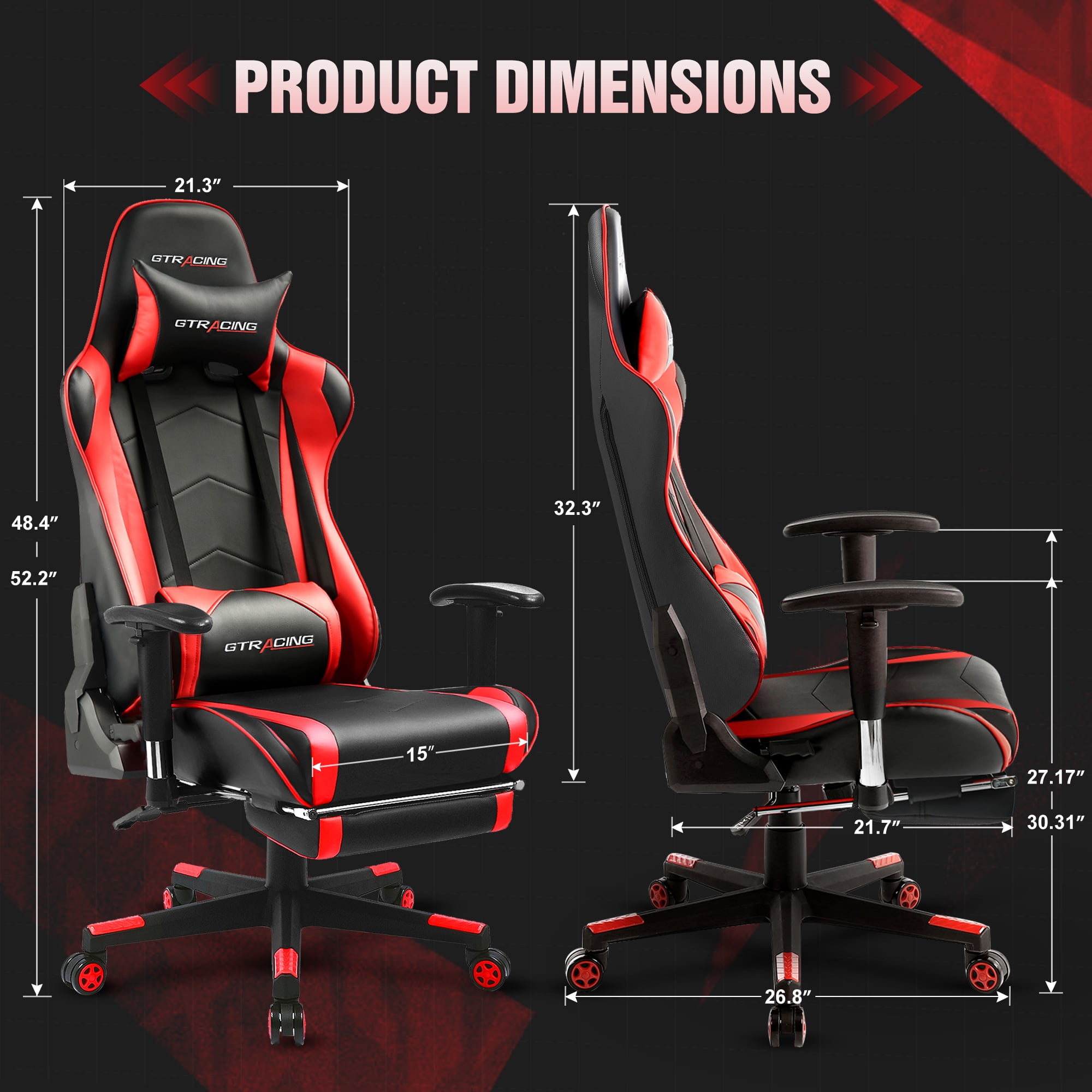 Gtracing gaming chair dimensions hot sale