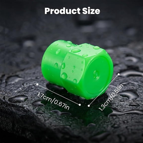 Glow in the Dark Tire Valve Caps 1 Pack, No Batteries, Fits Standard Schrader Valves, Hexagonal ABS, Dustproof Leak Resistant, Cars Trucks Bikes SUVs