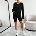 thumbnail image 6 of SUNBS 2 Piece Lounge Set for Women Oversized Long Sleeve T Shirt Matching Cotton Biker Shorts Fall Winter Clothing, Sizes S-3XL, 6 of 8
