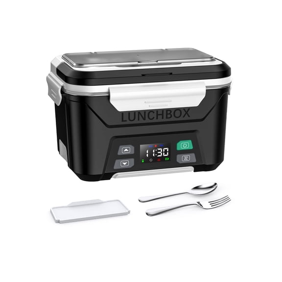 Teetheory Cordless Electric Heated Lunch Box for Adults, 5.5 Cup Food Warmer with 10000mAh Rechargeable Battery, Smart Timer, Memory Function, Removable Divider, Utensils and Insulated Bag