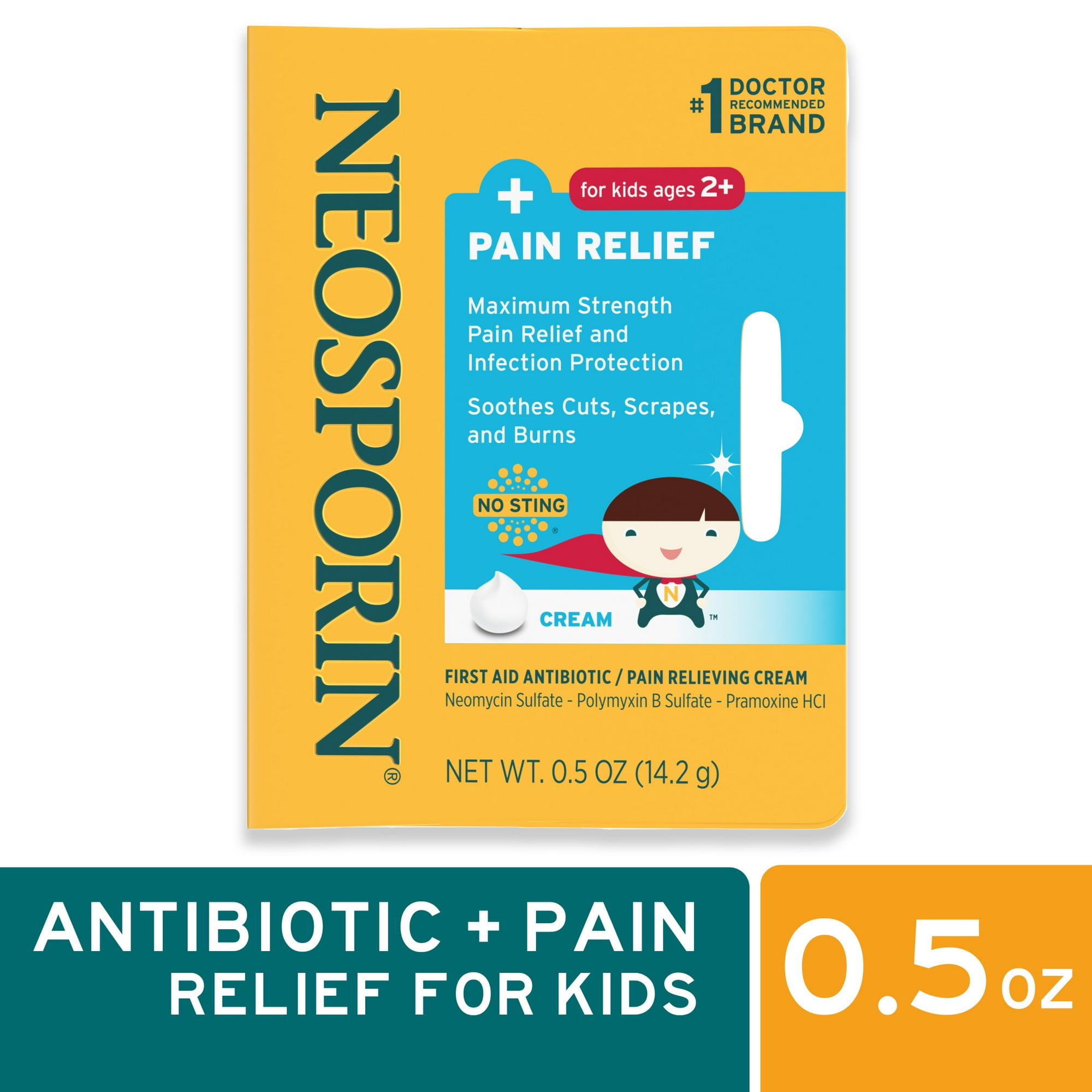 Neosporin + Pain Relief Dual Action First Aid Antibiotic Cream for Kids, .5 oz