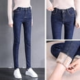 thumbnail image 4 of GaThRRgYP Jeans for Women,Fashion Women Plus Size Plus Velvet Elastic High Waist Casual Pencil Pants, 4 of 9