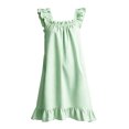 thumbnail image 3 of NominalSnug Womens Cotton Nightgown Square Neck Ruffle Strap Sleeveless Midi Sleep Dress With Pockets Loungewear, 3 of 5