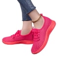 thumbnail image 2 of IEMIEMIEM Womens Mesh Sneakers Hollow Out Breathable Lace-up Non-Slip Walking Shoes Fashion Casual Tennis Shoes Lightweight Quick Dry Running Shoes Hot Pink 10 Wide, 2 of 7
