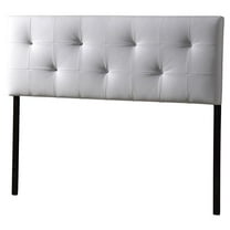 Pemberly Row Modern Faux Leather Tufted Full Panel Headboard in White