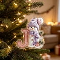 thumbnail image 4 of romoty Personalized Christmas Letter Ornaments, Cute Purple Snowman Initial Pendants, 2D Flat Acrylic Monogram Tree Car Mirror Decor, 4 of 7