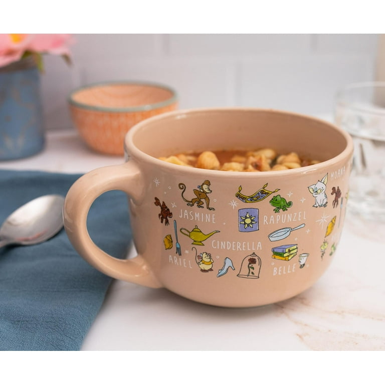 Silver Buffalo Disney Princess Ceramic Soup Mug with Vented Lid | Holds 24  Ounces